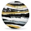Black Agate Round | Mixed Media by Alyson Storms. Item made of wood with brass works with minimalism & mid century modern style