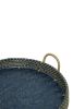 Handmade Round Blue Natural Bamboo and Cane Serving Tray | Serveware by Amara