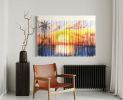 TEQUILA Custom Fiber Art Tapestry, Tropical Sunset Wall Art | Wall Hangings by Wallflowers Hanging Art. Item composed of wood and wool in boho or mid century modern style
