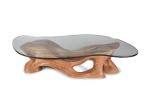 Amorph Crux Coffee Table, Solid Wood, Organic Shaped Glass | Tables by Amorph. Item made of wood & glass