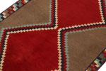 Vintage Gabbeh Tribal Rug in Brown with Red Diamond Lozenge | Area Rug in Rugs by Rug and Kilim