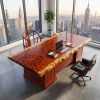 Bespoke Live Edge Song Single Slab Executive Desk & Table I | Conference Table in Tables by Dynasty Artisan. Item made of wood compatible with minimalism and contemporary style