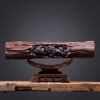 Bespoke Crimson Wood Auspicious Lion Wealth Sculpture | Sculptures by Dynasty Artisan. Item composed of wood in contemporary or eclectic & maximalism style