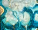 Dream Waves - 60" x 50" Original Semi-Abstract | Mixed Media by Wall Jewelry by Robyn Camargo. Item made of birch wood with synthetic