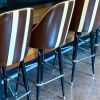 Striped Bar Stools - 1422 | Chairs by Richardson Seating Corporation | Wahlburgers in Chicago. Item made of steel with leather