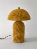 The Knitty Table Lamp in Mustard | Lamps by Meg Morrison. Item composed of fabric and ceramic in minimalism or mid century modern style