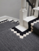 Handwoven Wool Stair Black and White Runner Rug | Rugs by Evergreen Carpets. Item made of wool compatible with boho and minimalism style
