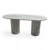 Italian Silver Travertine Dining Table - Marble Dining Table | Tables by Tinella Collection. Item composed of marble compatible with minimalism and contemporary style