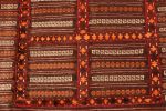 Vintage Kilim Striped Beige-Brown Orange Embroidery Angora | Area Rug in Rugs by Rug and Kilim