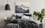 ALPS Gray Mountain Landscape Dyed Wall Tapestry | Macrame Wall Hanging in Wall Hangings by Wallflowers Hanging Art. Item made of oak wood with wool works with boho & country & farmhouse style