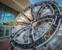 Northwest Atlanta Globe | Public Sculptures by AP Fine Arts | Northwest Library At Scott’s Crossing in Atlanta. Item composed of metal