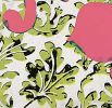 Pink floral patterns on chartreuse green motifs | Mixed Media by Margaret Lanzetta. Item made of canvas