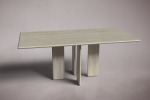 Luna Rectangular Travertine Dining Table | Tables by HamamDecor LLC. Item composed of marble compatible with mediterranean and modern style