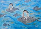 Viajando juntos | Oil And Acrylic Painting in Paintings by Elena Parau. Item composed of paper in contemporary or country & farmhouse style
