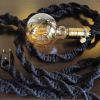 Hanging Rope Lamp in Cotton with Vintage Edison Bulb Rustic | Floor Lamp in Lamps by Magdyss Boutique. Item composed of cotton compatible with boho and minimalism style
