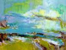 Coastal Abstract Landscape Painting Splendid Dorothy Fagan | Mixed Media in Paintings by Dorothy Fagan Fine Arts. Item made of canvas compatible with mid century modern and contemporary style