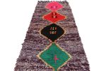 Vintage Moroccan Runner Rug in Mauve with Diamond Medallions | Area Rug in Rugs by Rug and Kilim