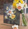 "Daffodils" original palette knife oil painting | Oil And Acrylic Painting in Paintings by OXYPOINT. Item made of wood & canvas compatible with contemporary and mediterranean style