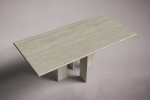 Luna Rectangular Travertine Dining Table | Tables by HamamDecor LLC. Item composed of marble compatible with mediterranean and modern style