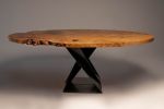 Oval Pippy Oak Dining Table | Tables by L'atelier Mata. Item composed of walnut and steel