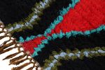 Vintage Moroccan Runner in Black with Red Diamond Medallions | Area Rug in Rugs by Rug and Kilim