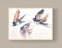 Swallows in Flight No. 48 : Original Watercolor Painting | Paintings by Elizabeth Becker. Item made of canvas works with minimalism & contemporary style