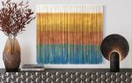 MOROCCO Mustard Ochre Teal Textile Wall Hanging | Macrame Wall Hanging in Wall Hangings by Wallflowers Hanging Art. Item made of oak wood with wool works with boho & eclectic & maximalism style