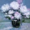 White Peonies in Vase - Floral Palette Knife Painting | Oil And Acrylic Painting in Paintings by Filomena Booth Fine Art. Item made of canvas works with contemporary style