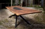 Walnut and Black Epoxy Single Slab Dining / Conference Table | Dining Table in Tables by Adrian Vogel. Item made of walnut with steel