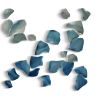 "Fragment" Wall Installation in Aqua to Teal | Sculptures by Debra Steidel. Item made of ceramic works with minimalism & contemporary style
