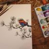 Theme: Birds | | Oil And Acrylic Painting in Paintings by Yamini Reddy. Item composed of synthetic
