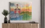 LIGHTHOUSE Coastal Landscape Dyed Tapestry Wall Hanging | Wall Hangings by Wallflowers Hanging Art. Item made of oak wood with fiber works with country & farmhouse & eclectic & maximalism style