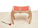 RUMBO - Upholstered Wooden Stool | Chairs by VANDENHEEDE FURNITURE-ART-DESIGN. Item composed of walnut and leather in mid century modern or contemporary style