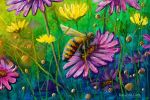 Honeybee’s Paradise Original Oil Painting | Oil And Acrylic Painting in Paintings by DaggArt. Item made of canvas compatible with contemporary style