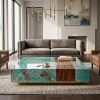 Song Style Blue Green Landscape Amazonite Coffee Table | Tables by Dynasty Artisan. Item made of wood with marble works with minimalism & contemporary style