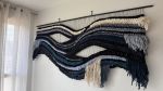 Large Scale Woven Tapestry "Abyss" | Wall Hangings by Tissage Sauvage. Item composed of wood and cotton in contemporary or eclectic & maximalism style