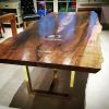 English Walnut Live-Edge Dining Table | Tables by Handmade in Brighton. Item composed of wood and brass