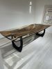 Epoxy Resin Table Top, Clear Epoxy Resin Dining Wood Table | Dining Table in Tables by Tinella Collection. Item composed of oak wood and metal in boho or minimalism style