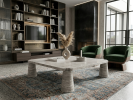 Coffee Table Modern Square Eros Silver Travertine , Handmade | Tables by Babil Stone. Item made of marble compatible with art deco and modern style