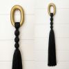 Black and gold Tassel fiber art wall hanging | Tapestry in Wall Hangings by The Cotton Yarn. Item composed of wood and cotton