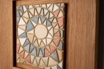 Desert Sun in White Oak Frame - No. 1 | Mosaic in Art & Wall Decor by Clare and Romy Studio. Item composed of oak wood and ceramic in boho or mid century modern style