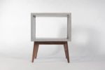 Concrete Cube & Long Solid Wood Legs End Table | Tables by Curly Woods. Item composed of maple wood and concrete in mid century modern or modern style