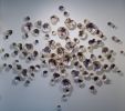Porcelain Wall Sculpture, 92 Pieces, Violet | Wall Hangings by SevaCeramics. Item composed of stoneware