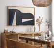 "Abstract Blue Graphic No. 2" - Midcentury Modern Painting | Oil And Acrylic Painting in Paintings by ART + ALCHEMY By Nicolette Atelier. Item made of wood with canvas works with minimalism & mid century modern style