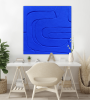 Electric blue 3D Wall Art Sculpture | Mixed Media by Berez Art. Item composed of canvas & paper compatible with minimalism and mid century modern style