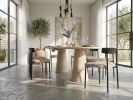 Dining Table Travertine Oval , Customizable | Tables by Babil Stone. Item made of stone works with minimalism & industrial style