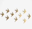 10 Metallic Gold Swallows - Original Ceramic Wall Art | Wall Sculpture in Wall Hangings by Elizabeth Prince Ceramics. Item composed of stoneware in contemporary or japandi style