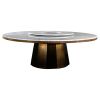 Outdoor Dining Table with Metal Base, Teak & Marble Top | Tables by Costantini Design