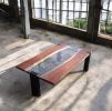 Contemporary coffee table, steel, walnut and glass | Tables by Aaron Smith Woodworker. Item made of walnut & steel compatible with boho and contemporary style