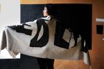 GIDDY | 2M LONG  HANDWOVEN WOOL THROW | $ US 930 RETAIL | Textiles by BLACK LINE CRAZY | Designed by artist Mary van de Wiel. Item made of fabric with fiber